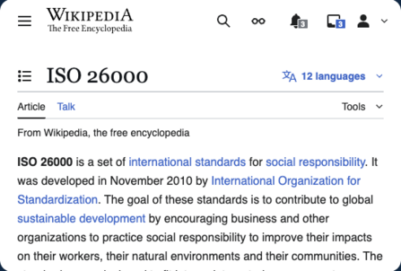 Wikipedia ISO 26000 page screenshot
